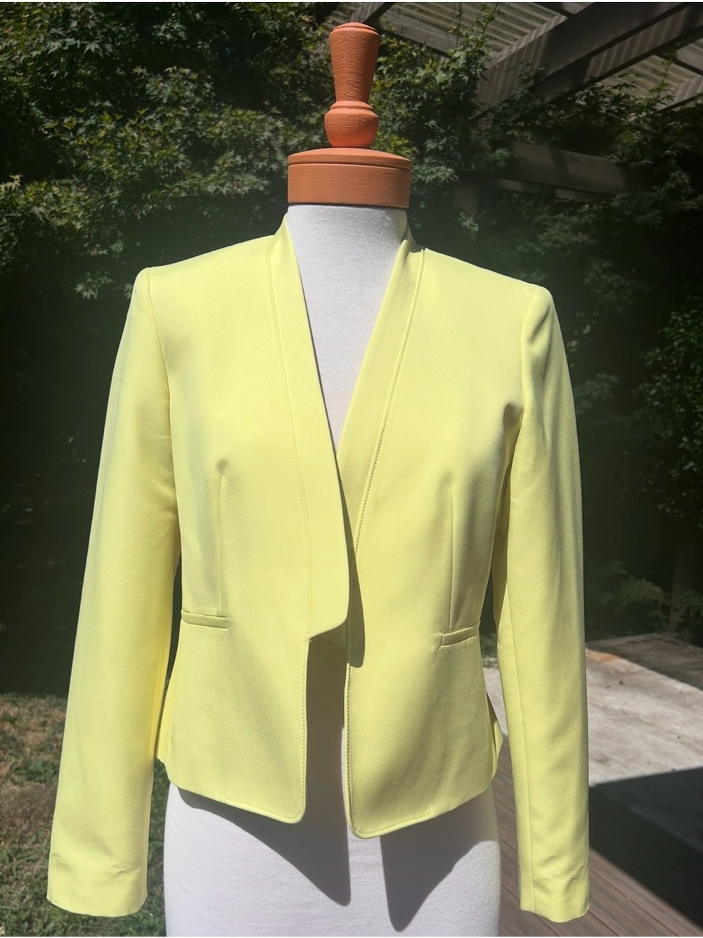 Tailored Lemon Yellow Open-Front Blazer Jacket